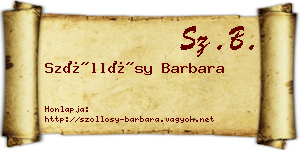 Szőllősy Barbara névjegykártya
