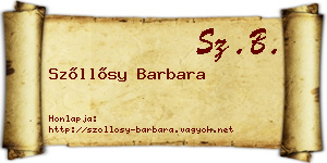 Szőllősy Barbara névjegykártya